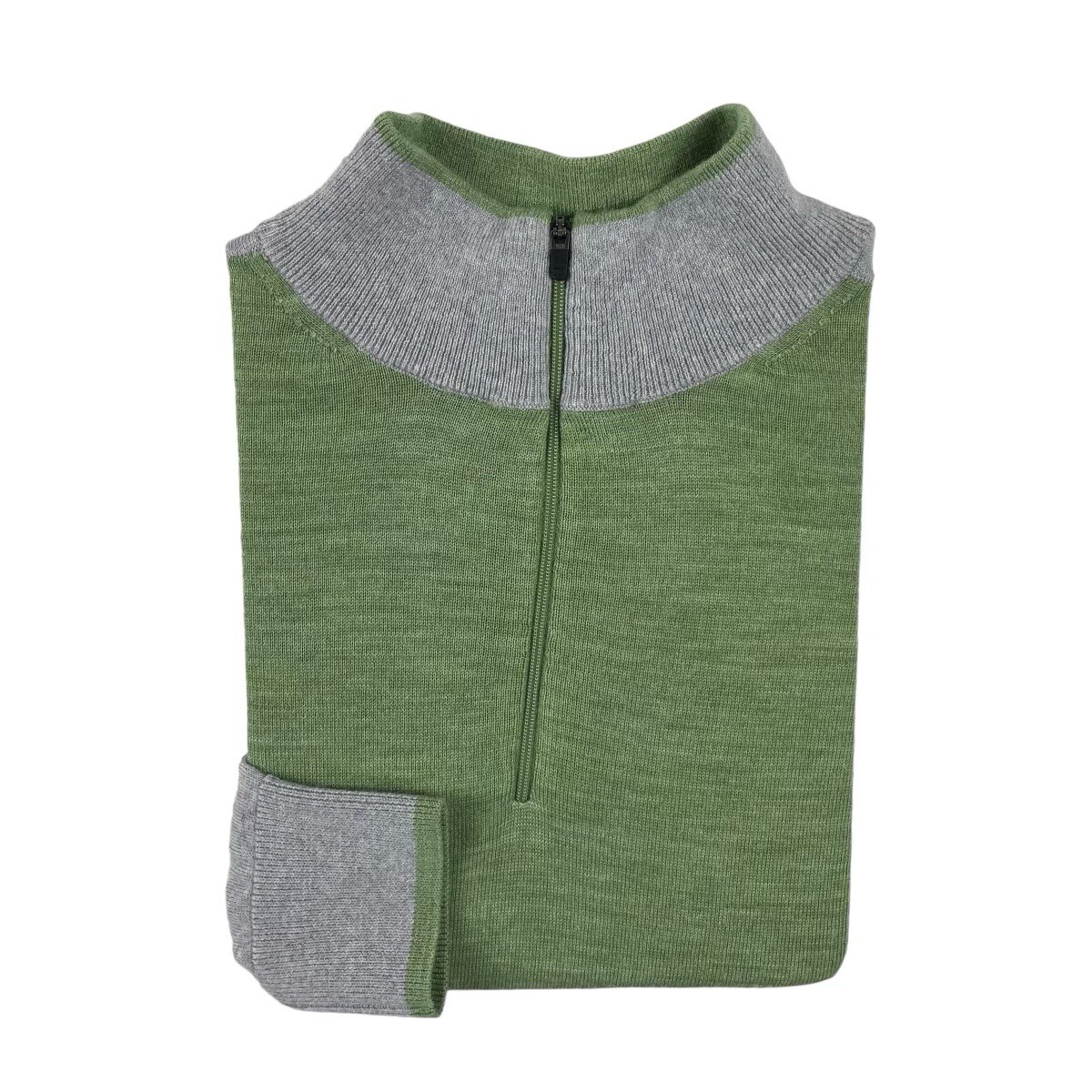 Williams & Kent Green Gray Colorblack Pure Merino Wool Half Zip