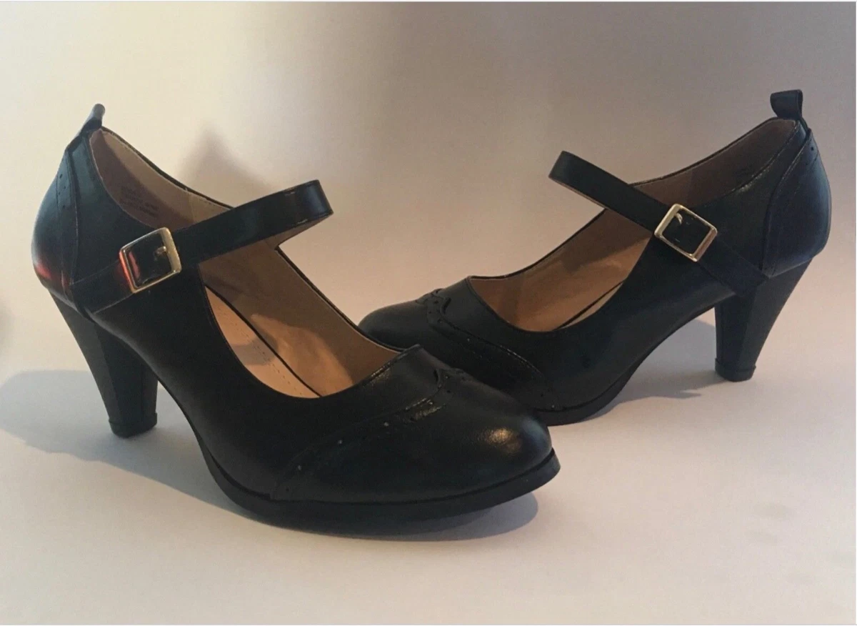 NEW Chase Chloe Dora Womens Black Vintage Mary Jane Heels 1940s