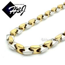 18-40"MEN Stainless Steel 8mm Silver/Gold Plated Interlock Bones Chain Necklace