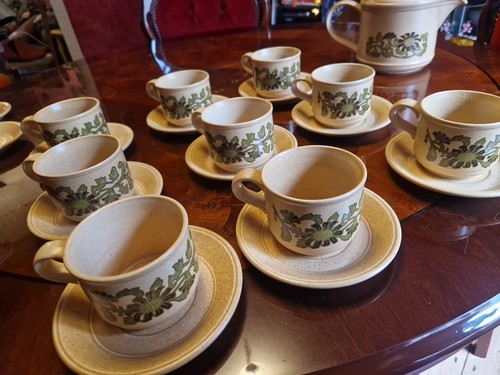 Vintage Ironstone Kiln Craft Tea Set. Teapot. Milk Jug & 9 Cups With Saucers. - Picture 5 of 24