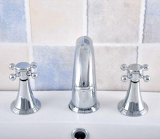 Polished Chrome Brass Bathroom 3 Holes Widespread Faucet Mixer Tap fnf548