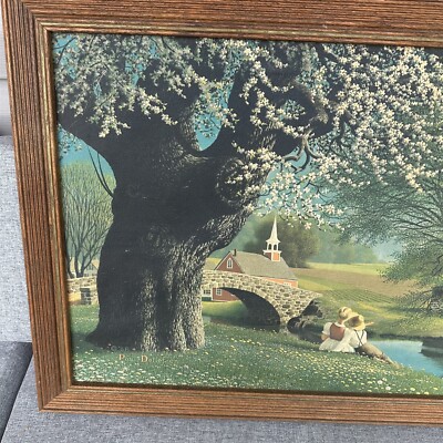 PAUL DETLEFSEN Framed Print Spring Blossoms Young Couple Stone