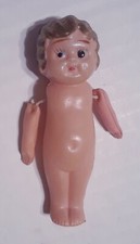 Occupied Japan Celluloid Miniature Flapper Doll Plastic String Arms 3" Gold Hair
