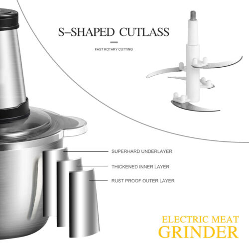 2L Electric Food Chopper Electric Stainless Steel Processor Meat Grinder Mixer - Picture 5 of 12