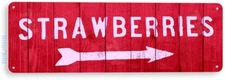 TIN SIGN Strawberries Arrow Kitchen Cottage Farm Garden Rustic Decor B798