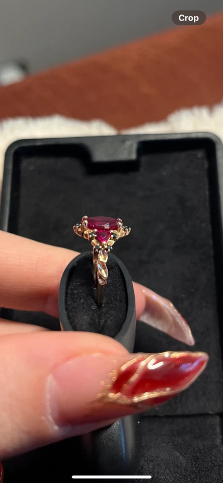 14k 玫瑰金 Oore 珠宝 Eden 珠宝商 红宝石订婚戒指 尺寸 4.5 — 第 2/4 张图片