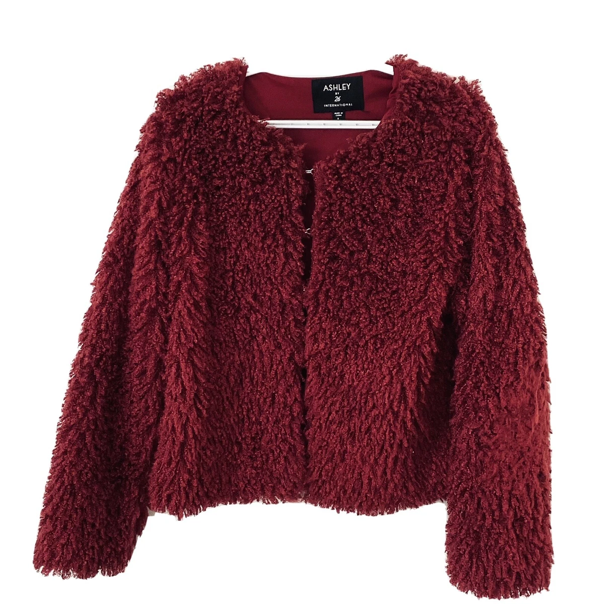 Burgundy fuzzy best sale jacket