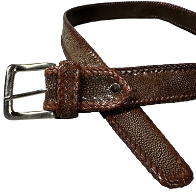 Brown Dress Belt Leather Mens Size 36 (33-38) Textured Classic Elegant |  eBay