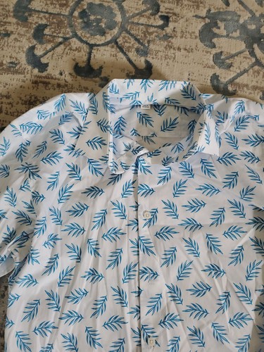 bar lll Herren Hemd weiß mit blauem Blätterprint Gr. Medium - Bild 2 von 6