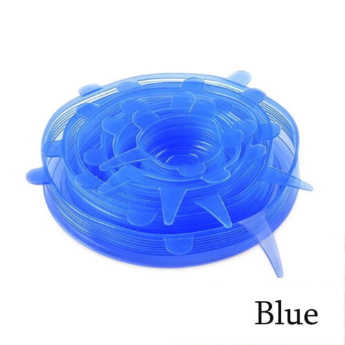Stretch Reusable Silicone Bowl Wrap Food Saver Cover Seal Lid NSTA LIDS 6 PCS HG - Picture 10 of 13