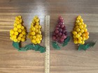 4 faux grape clusters 7" yellow red w/leaves, dining fruit art, MCM winery decor — photo 8