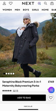 Seraphine Premium 3-in-1 Babywearing Maternity Parka Coat Black 12 Hood