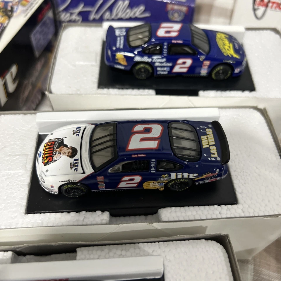 Rusty Wallace #2 1:64 Nascar Diecast Lot 7 Cars Elvis Miller Lite Auto Signed - Image 4 of 4