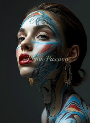 Foto A4 Portrait Frau Fließende Kunst Farben Poster (4013)
