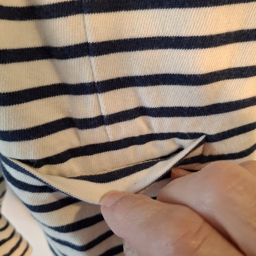 J Crew Womens M Blazer Jacket Off-white & Navy Stripe 100% Cotton Knit Nautical - Picture 6 of 14