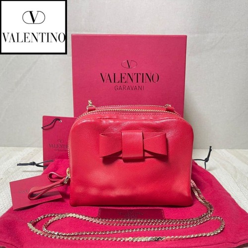 Valentino Garavani Red Leather Mini Chain Shoulder Bag, Excellent Condition Jap