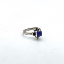 Vintage Sterling Silver 925 Square Lapis Lazuli Boho Ring Size 5.5 Blue Stone