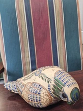 Mexico Tonala Pottery Parrot Bird Signed Mex Hand Painted Vintage