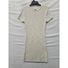 Universal Thread Womens Ribbed Knit Mini Dress Oatmeal Cotton Size Medium