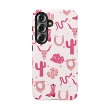 Preppy Pink Western Country Cowgirl Boot, Tough Samsung Galaxy Case, Matte Cover