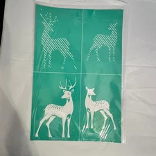 Chalk Couture Reverse Winter Deer Patterns Transfer New Retired 12 x 18