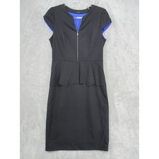 Elie Tahari Dress Womens 10 Peplum Sheath Midi Ponte Knit Office Career Classic