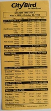 CityBird Airlines Systemwide Timetable - May 1998