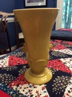 Vintage 8" tall Vitrock Mustard color Vase-Anchor Hocking-Art Deco Shell Design