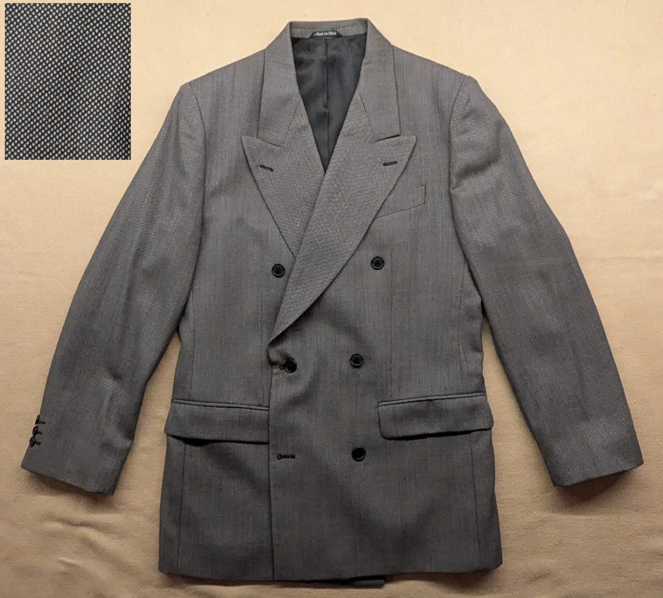 Issimo Italian Double Breasted 4-Button B/W Pin Dot Wool Suit 40R (Pre-Owned) - Image 3 of 4