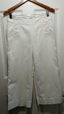 SEASALT Cornwall Mariner Crops UK 10 EU 38 White Wide Leg Capri Trousers W30 L21