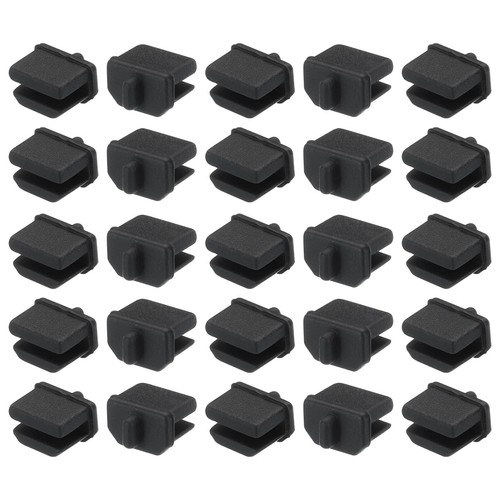 25pcs Laptop DP Port Duct Covers Caps Silicone Plugs Protector, Black
