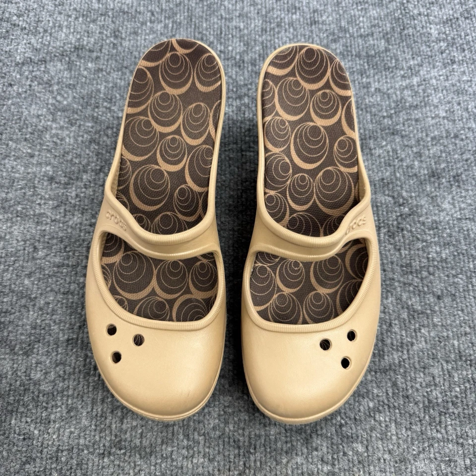 Zapatos Crocs Frances Mary Jane para mujer talla 8 - Bronceado Gorpcore plataforma cuña mula Foto 2 de 4