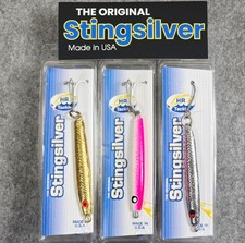(3) HR Tackle StingSilver 1-1/2 oz Casting Jigging Spoon Mustad 3X Strong Hook
