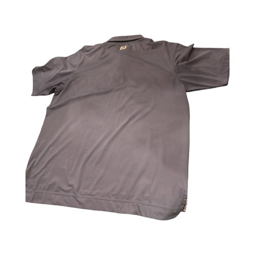 FootJoy Men’s Golf Polo Shirt Medium Gray Performance Floral Trim Pocket Elkview - Picture 6 of 9