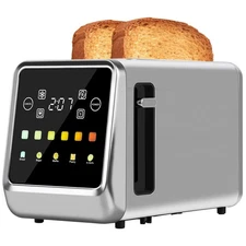 Touch Screen Toaster 2 Slice, Bagel Toasters with LCD Display, Stainless Stee...
