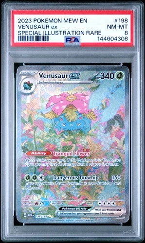 2023 POKEMON MEW EN-151 SPECIAL ILLUSTRATION RARE #198 VENUSAUR EX PSA 8