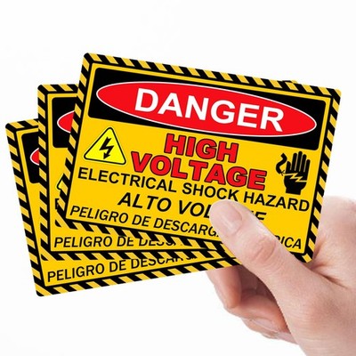 High Voltage Electrical Shock Hazard Sign Sticker 5x7 inch inch, yellow 