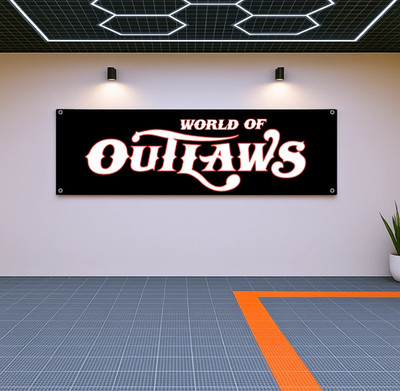 World of Outlaws Flag Banner   71x24 Garage or Outdoor Racing Decoration