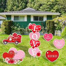 Valentine's Day Outdoor Yard Decorations - 6 Pcs Heart Signs  Stakes