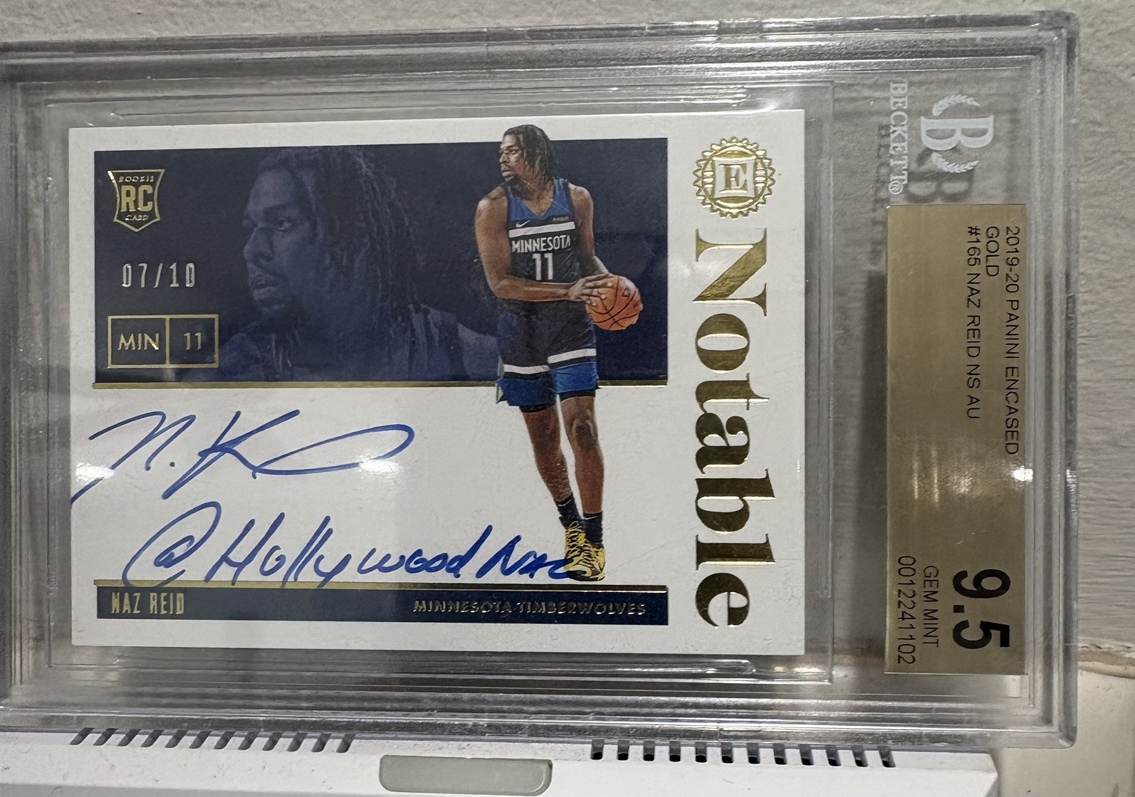 🏀 2019-20 Panini Encased NAZ REID Rookie RC Notable /10 BGS 9.5 Auto 9 Wolves