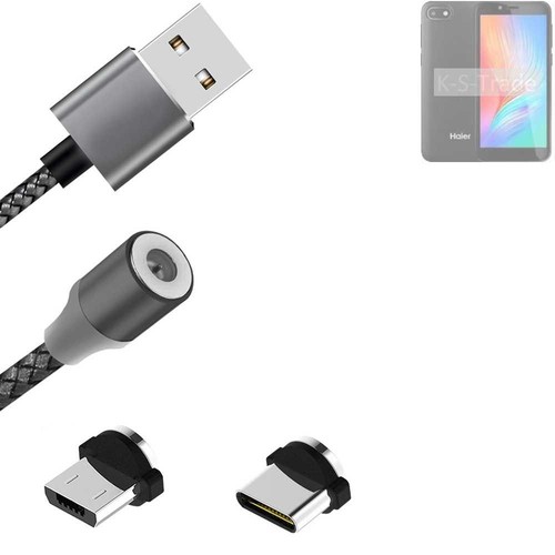 Magnet-Lade-Kabel für Haier Alpha A2 Lite mit USB-Typ C und Micro-USB-Anschluss - Bild 1 von 6