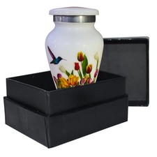 BOLD DIVINE Handcrafted Hummingbird Cremation Urn for Adults Small, White