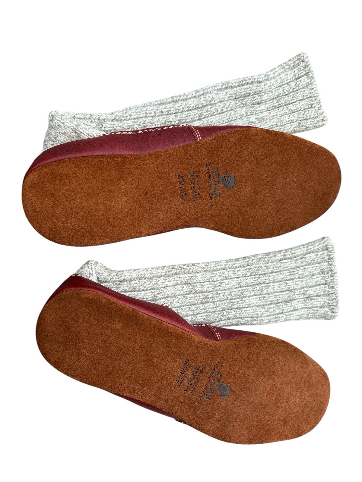 SAOLA Ghianda Ciabatta Maglione Calzini Suola Pelle Taglia Uomo Taglia 10 5 11 5 Avena