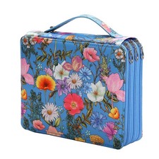 Colored Pencil Case - 124 Slot Pencil Holder with Zipper Closure, Twill Fabri...