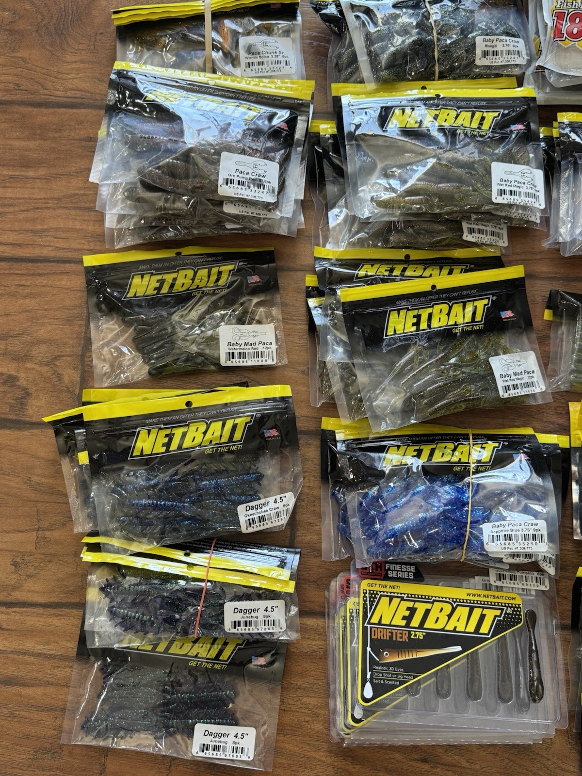 82 Bags Of Soft Plastics! NetBait Craws / Papa Craw Powerbait/Zman/Garland - Image 2
