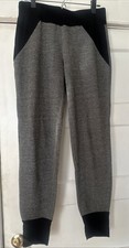 Beyond Yoga Sweatpants Gray Fish scale w Ribbed Black Joggers Cuffed So Cute! Sm