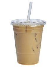 Clear Plastic Cups with Flat Lids 16 oz - 100 Count - Disposable Iced Coffe...