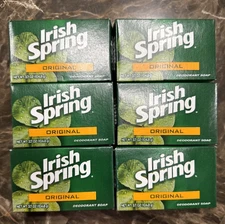 Irish Spring Original Deodorant Bar Soap 3.7 Oz No Flax Discontinued NOS New 6x