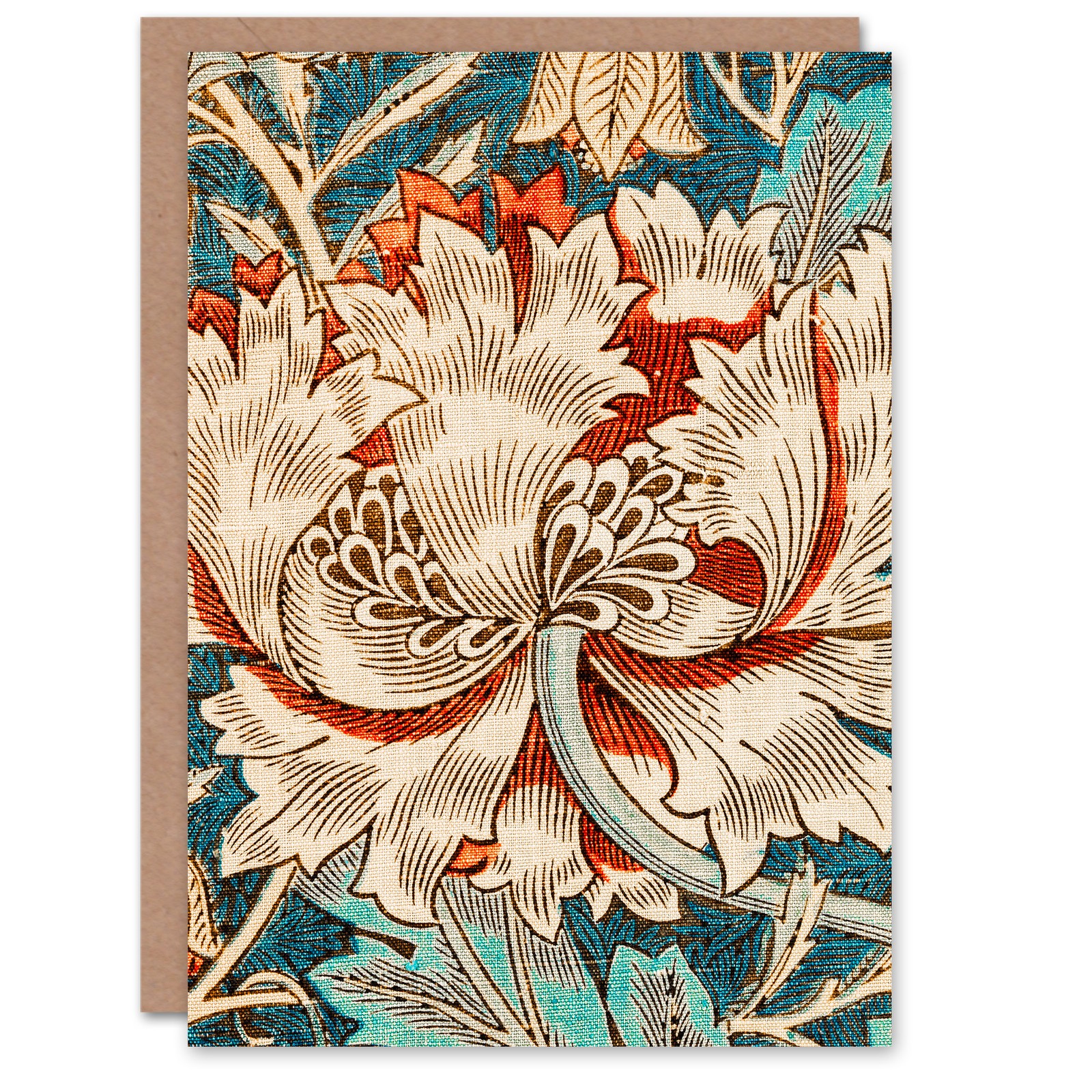 William Morris Art Card Honeysuckle Bloom Textile Detail