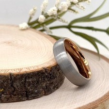 6mm Rose Gold Tungsten Christmas Ring Silver Brushed Finish Scratch-Free Band